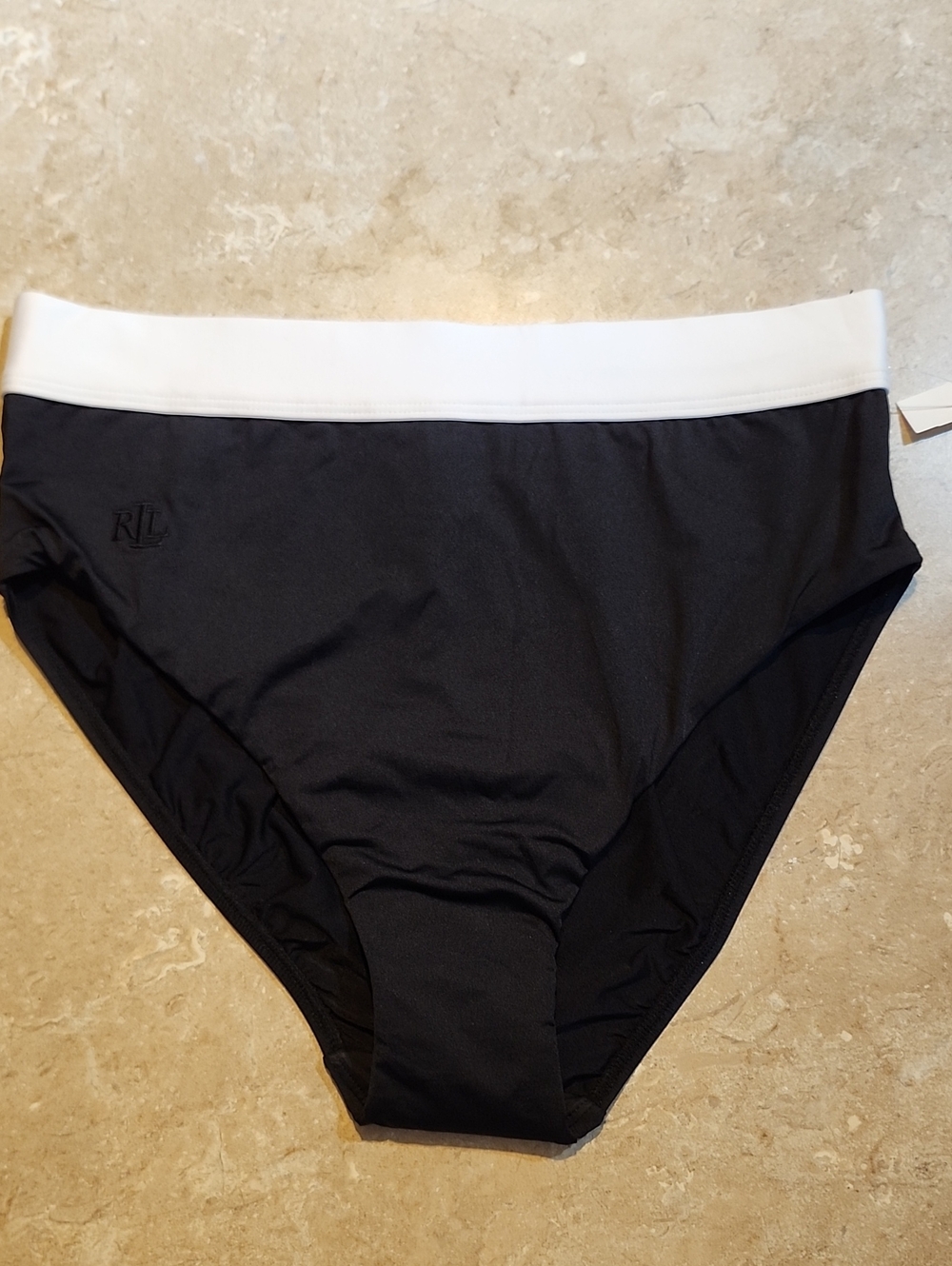 Ralph Lauren Black High Waist Banded Bikini Bottom 8